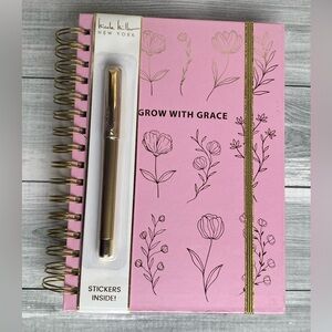 Grow With Grace Notebook with Inspirational Stickers and Pen
